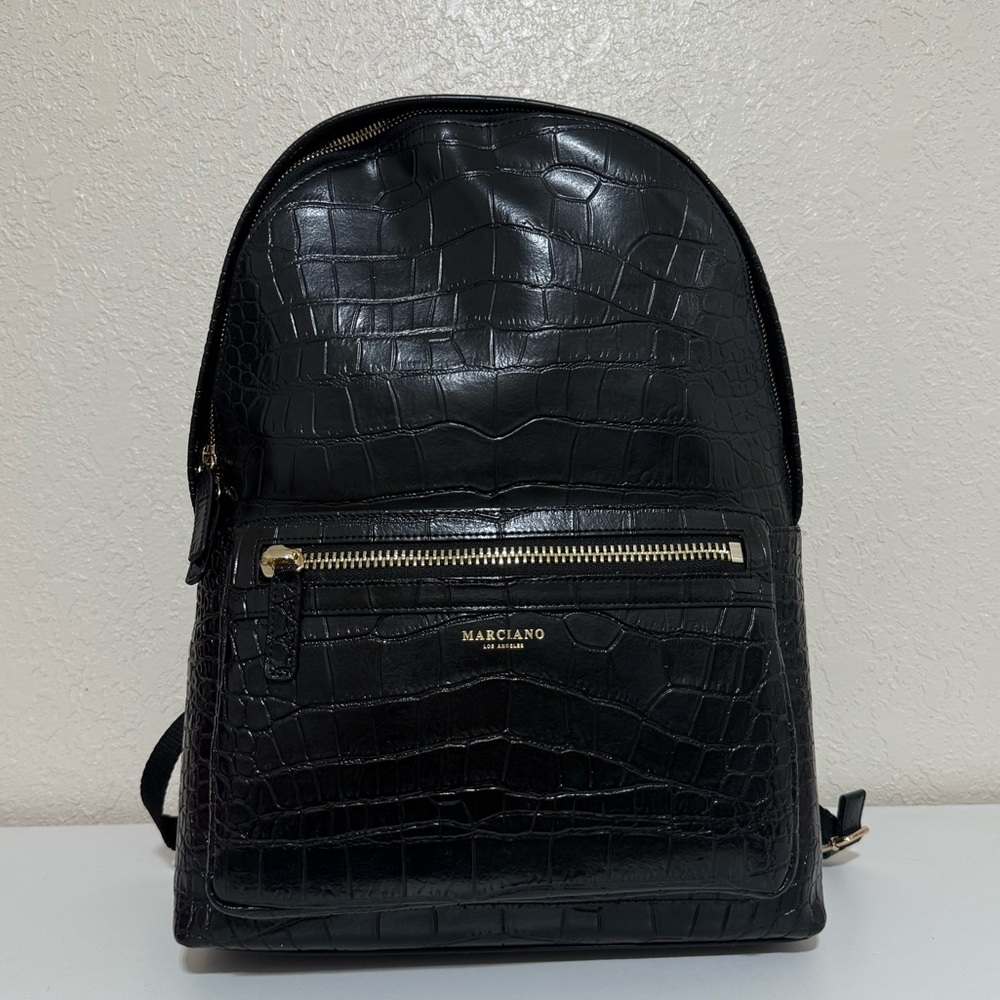 Marciano Black Leather Backpack
